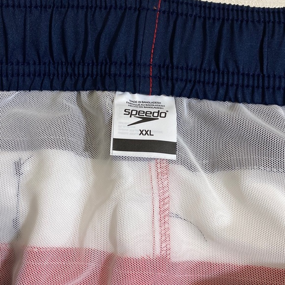SPEEDO Men's Navy White Red Swim Trunks w UFP50+ Sun Protection Size XXL - Picture 7 of 10